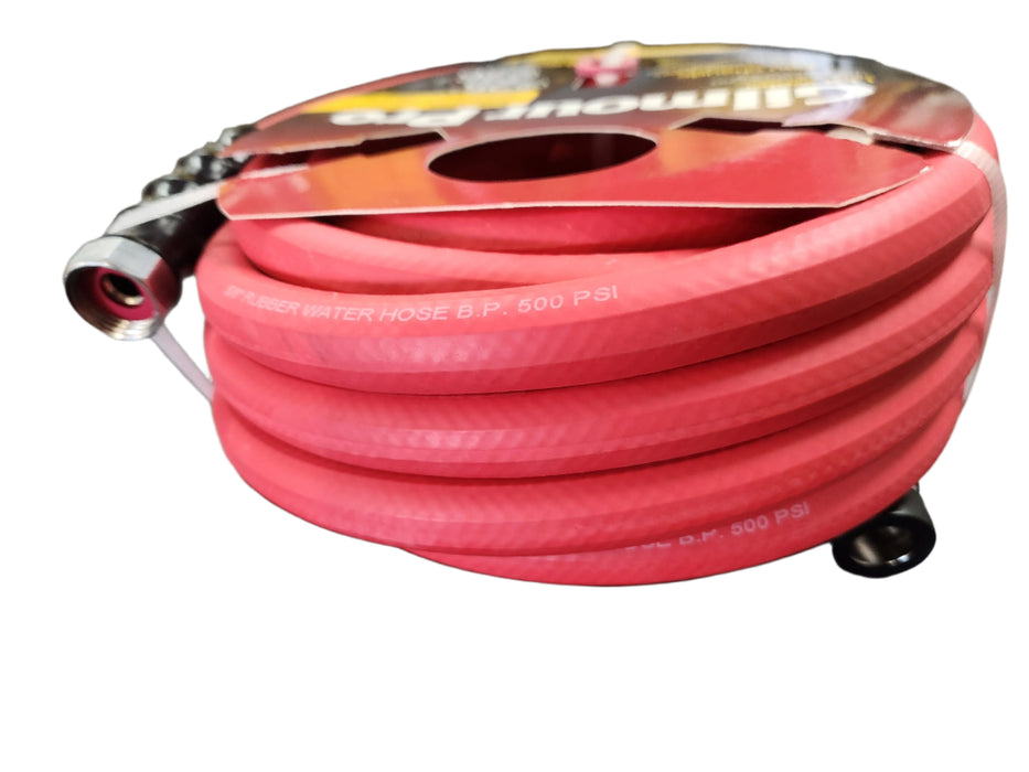 Gilmour Pro Hot Water Hose, 25ft, red, with 5/8-inch diameter and durable brass fittings, ideal for heavy-duty industrial use.