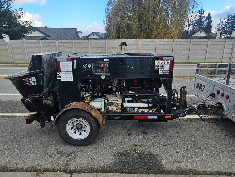 "2010 Schwing SP500 trailer-mounted concrete pump, SN: 5000893."