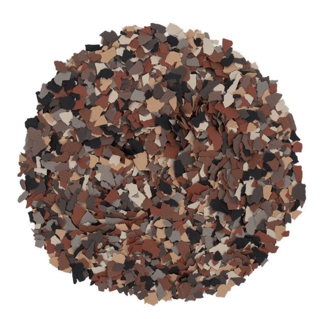 1/4" Robin flake color blend in a sample pile showing earthy reds, browns, grays, and black.