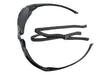 Bolle Prism Smoke Safety Glasses, rear view showing detachable black cord and wraparound frame style.