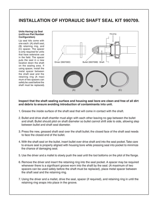 Eaton Shaft Seal Kit, OEM, part number 990709E PDF installation guide 