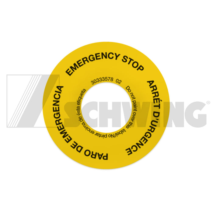 Decal - Emergency Stop Eng A-B Part 8 | Weight: 2 lbs | Brand: SCHWING
