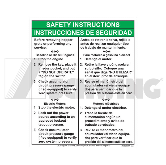 Decal - Safety Instructions For Hopper | Weight: 2 lbs | Brand: SCHWING