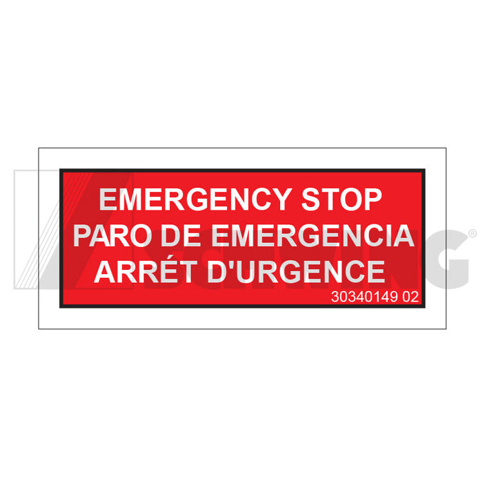 Decal -  Emergency Stop Tag (Trilingual) | Weight: 2 lbs | Brand: SCHWING