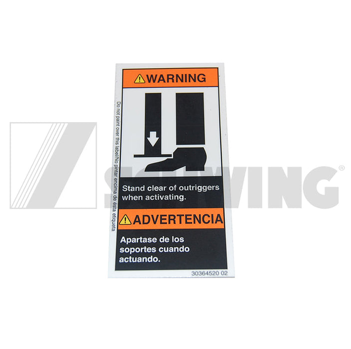 Decal - Adhesive, Stand Clear Of Outrigg | Weight: 2 lbs | Brand: SCHWING