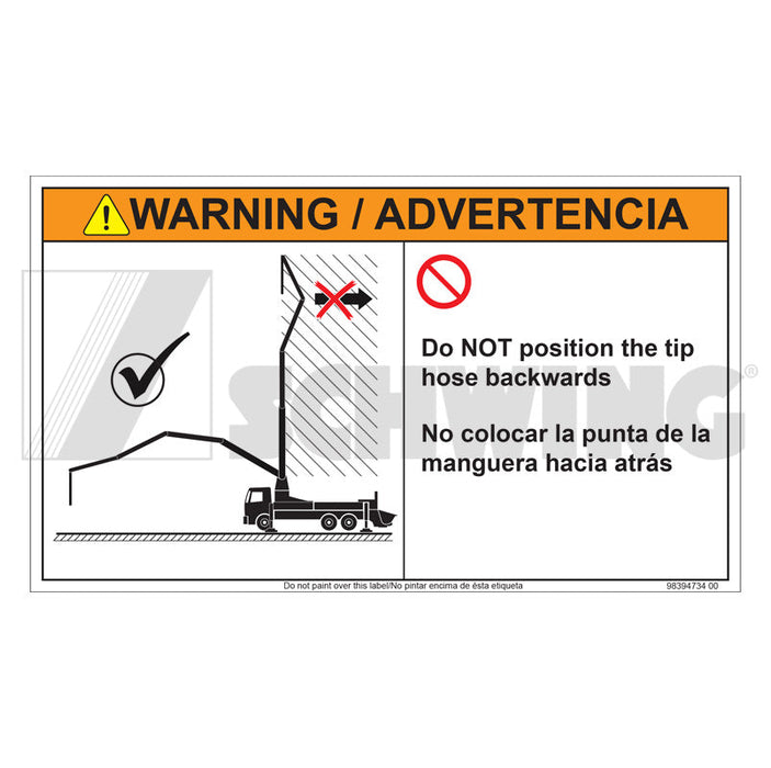 Decal Warning Do Not Position Tip | Weight: 1 lbs | Brand: SCHWING